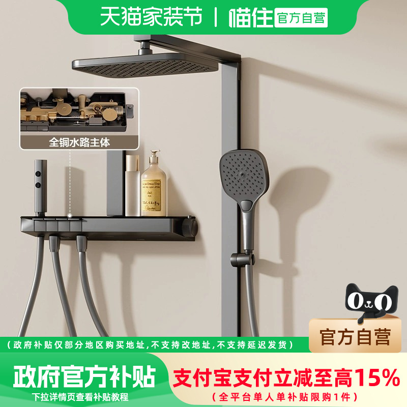 箭牌卫浴110恒温数显淋浴花洒套装钢琴按键瀑布顶喷家用安全防烫