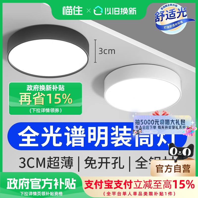 爱德朗超薄明装筒灯圆形吊顶灯过道走廊客厅天花射灯