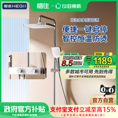 【政府补贴15%】恒洁花洒按键恒温花洒套装淋浴器家用明装龙头S50