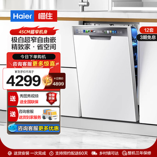 白 小蛮腰 海尔一级水效洗碗机X3000变频全自动家用小型嵌入式