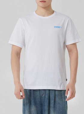 Puma彪马男服ESS Small No. 2圆领短袖休闲服户外通勤运动服