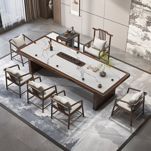 金沙公爵岩板茶桌椅组合办公室