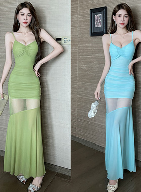 2025新款技师工作服性感夜店吊带高级感收腰连衣裙显瘦足疗晚礼服