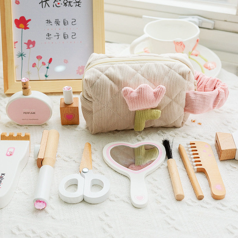 木制儿童仿真梳妆理发彩妆套装女