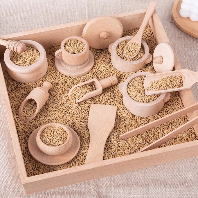 榉木原木跨境儿童玩具过家家茶