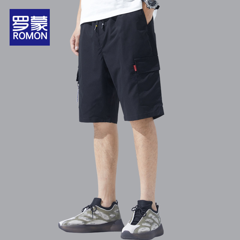 罗蒙工装短裤男士夏季休闲运动沙滩五分裤潮流外穿宽松七分中裤子
