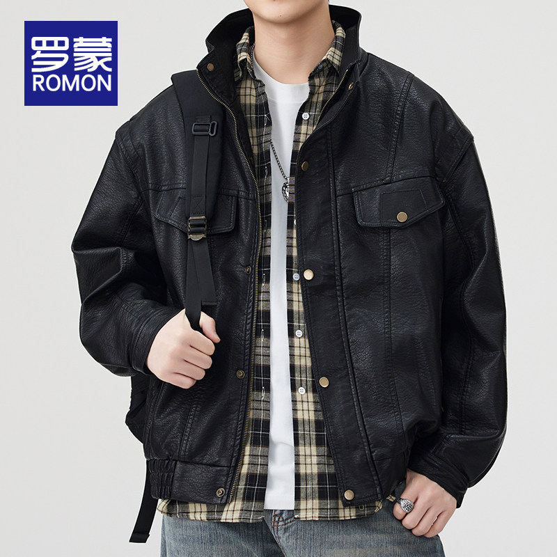 罗蒙基础大众立领皮衣