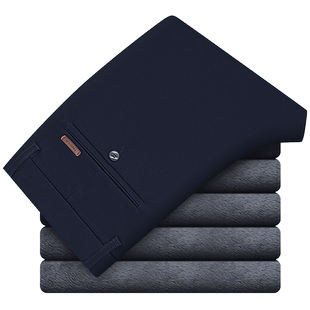 罗蒙冬季加绒裤子男宽松直筒西裤秋冬款男裤加厚保暖男士休闲长裤