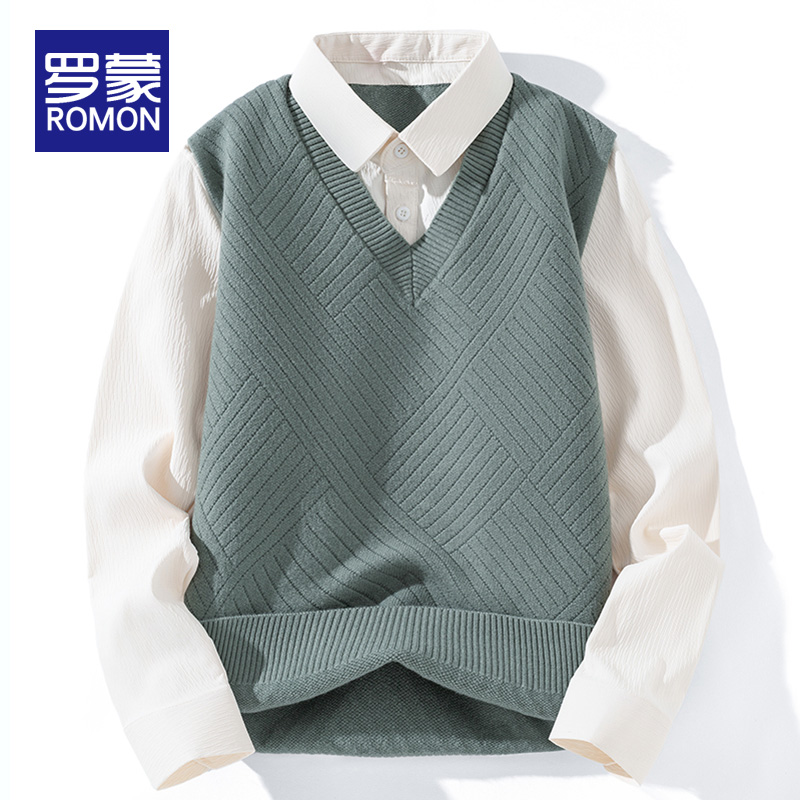 罗蒙套头柔软翻领毛衣