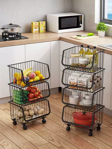 Кухонная стойка, напольная, многослойная стеллаж для хранения овощей, стеллаж для овощей, многофункциональная бытовая корзина для хранения фруктов и овощей