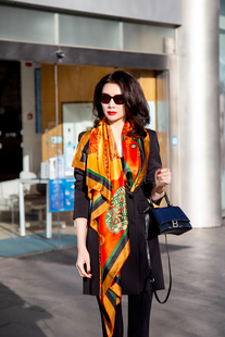 玖章吉四季围巾原创设计大方巾纯真丝巾女百搭披肩防晒金钱如意虎