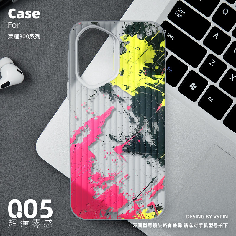 紫黄油画手机壳适荣耀300新款Ultra磨砂半透明旅行箱壳超薄不会撞壳小众简约情侣男女创意时尚个性适合夏天