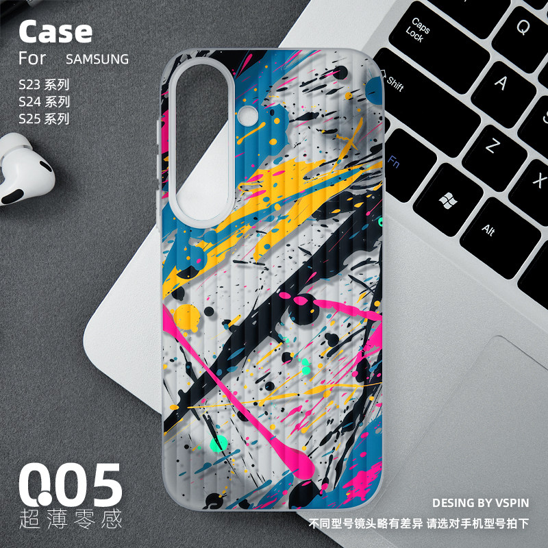 蓝黑油画手机壳适用三星Galaxy S25 Plus磨砂Ultra新款半透明旅行箱壳s24超薄男女情侣超火防滑简约创意时尚