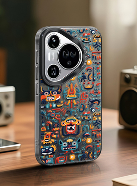 白色小怪兽手机壳适用华为Pura80Pro+彩银磨砂硬壳p70Ultra新款男女小众高级感不会撞壳情侣时尚防摔