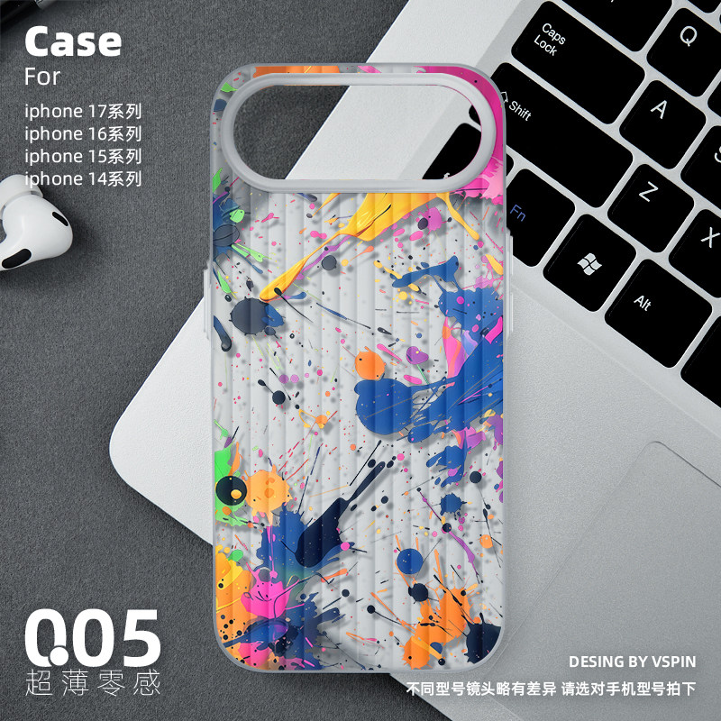 蓝紫油画手机壳适用苹果17promax新款iPhone15磨砂半透明旅行箱壳超薄14男女小众高级感不会撞壳情侣时尚防摔