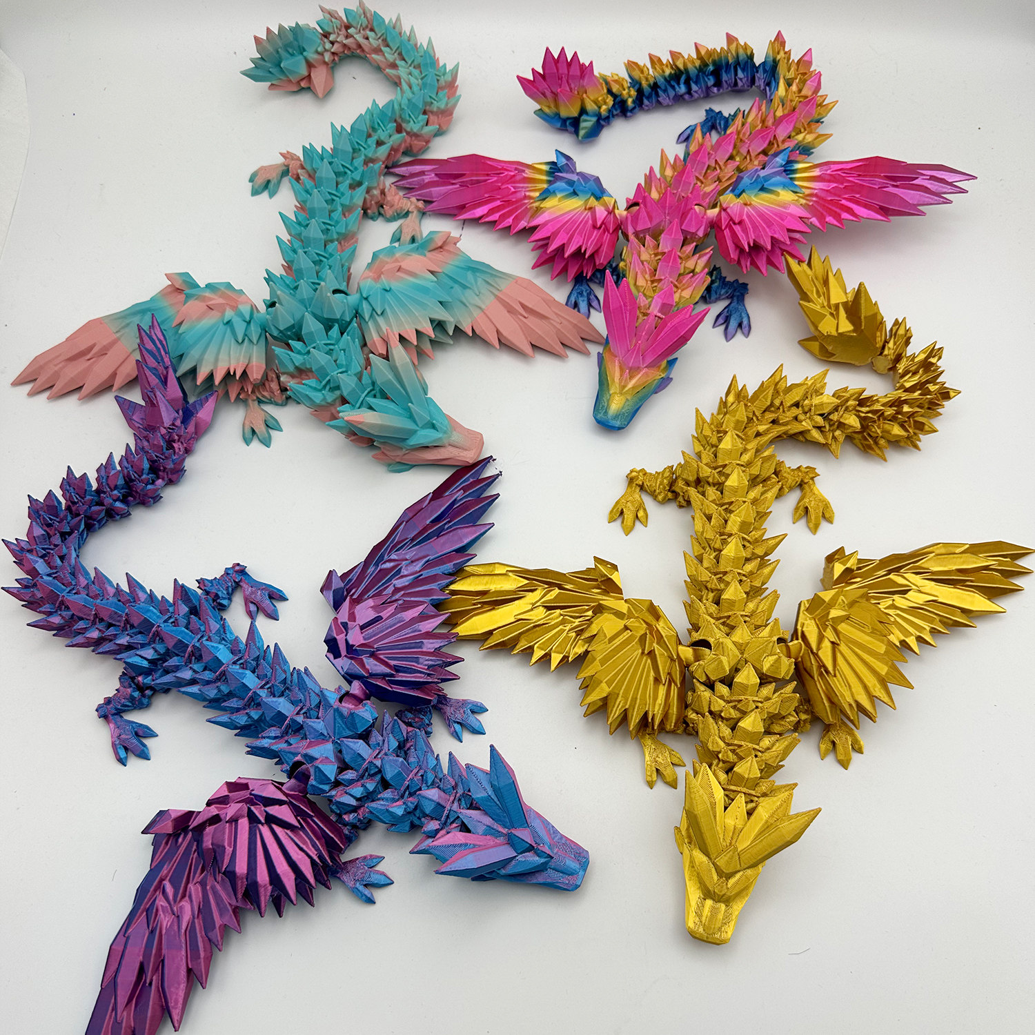 3D打印水晶飞龙模型翅膀关节可活动创意神龙摆件手办礼物儿童玩具