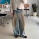 1981 男女2023m直筒阔腿裤 正确 ac重工做旧泥染宽松脏脏牛仔裤