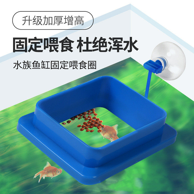 亚克力喂食器小型热带鱼喂食圈方形加厚金鱼投食圈鱼缸水族箱配件