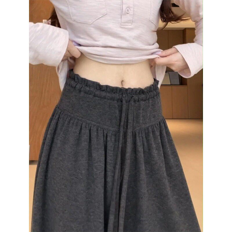 花边腰垂垂阔腿裤女秋季2026薄款高腰显瘦百搭宽松休闲直筒运动裤