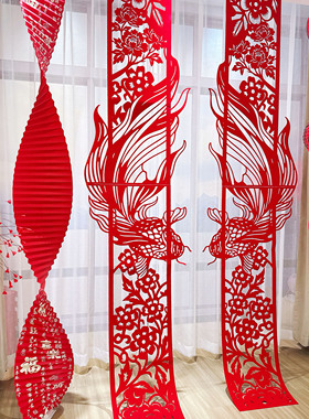 2026新款新年福字灯笼剪纸拉花挂饰门店马年商场活动春节氛围装饰