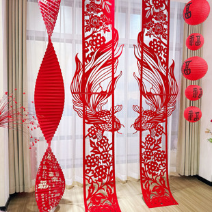 2026新款新年福字灯笼剪纸拉花挂饰门店马年商场活动春节氛围装饰