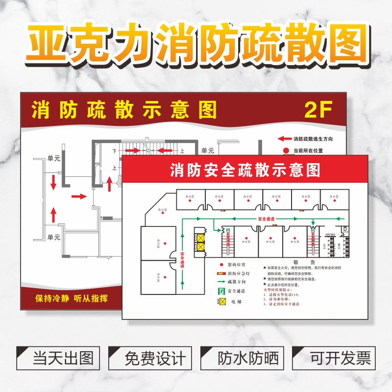 2024新款高清耐磨消防疏散示意图