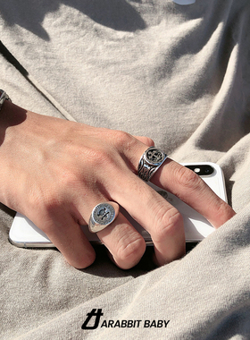 复古十字架骷髅戒指男潮牌欧美高级感小众可调节潮流个性男士指环