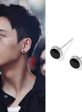 银针长城纹陈伟霆同款耳钉男生单只高级感ing2024年新款爆款痞帅