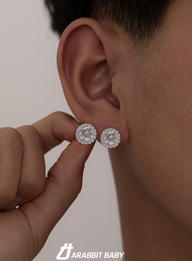 2023年新款独特单只耳环闪钻嘻哈欧美潮流男女高级感小众耳钉耳饰