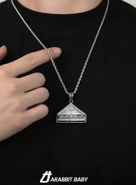 最后的晚餐钛钢吊坠潮牌项链男嘻哈欧美复古锁骨链女百搭饰品配饰