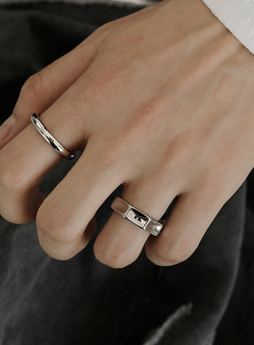 钛钢不掉色食指戒指女冷淡风简约手饰小众设计情侣对戒ins潮男士