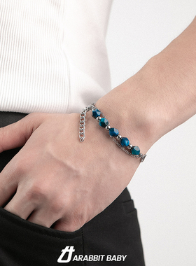 原创设计几何切面半宝石钛钢刀片链手链男女轻奢小众串珠手串手饰