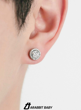 9MM镶钻磁吸耳夹无耳洞耳钉男生单只痞帅潮嘻哈耳骨钉耳饰耳环