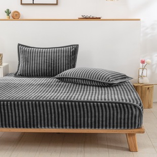 珊瑚牛奶法兰绒冬季加绒床罩单件床垫床套床笠双面绒加厚毛绒