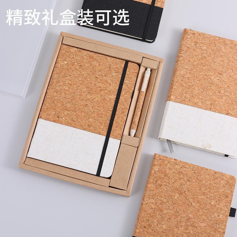 新款跨境外贸麦秸秆笔记本子礼盒套装定制可印LOGO创意环保拼接棉