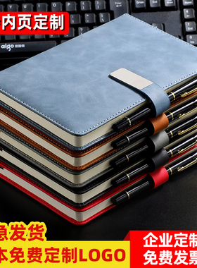 A5笔记本本子定制可印logo2025年新款办公工作会议记录本磁扣小软