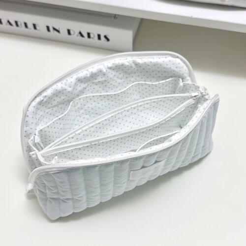 韩系简约软绵绵蓝贝壳波点笔袋高颜值少女心学生多隔层文具收纳袋