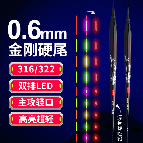 0.6mm金刚硬尾316led罗非夜光漂