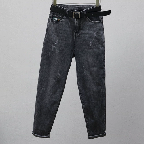 Демисезонные джинсы, штаны, модные эластичные леггинсы, высокая талия, свободный крой