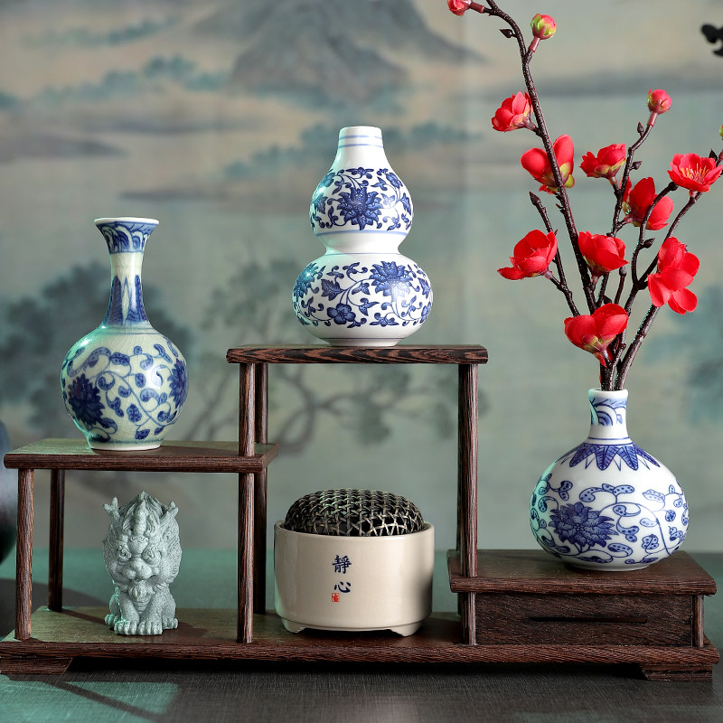 中式迷你陶瓷花瓶摆件客厅书房古典家居装饰摆设茶室插花水养花器,家居饰品,花瓶,淘宝优惠券,粉丝福利购,淘宝优惠卷