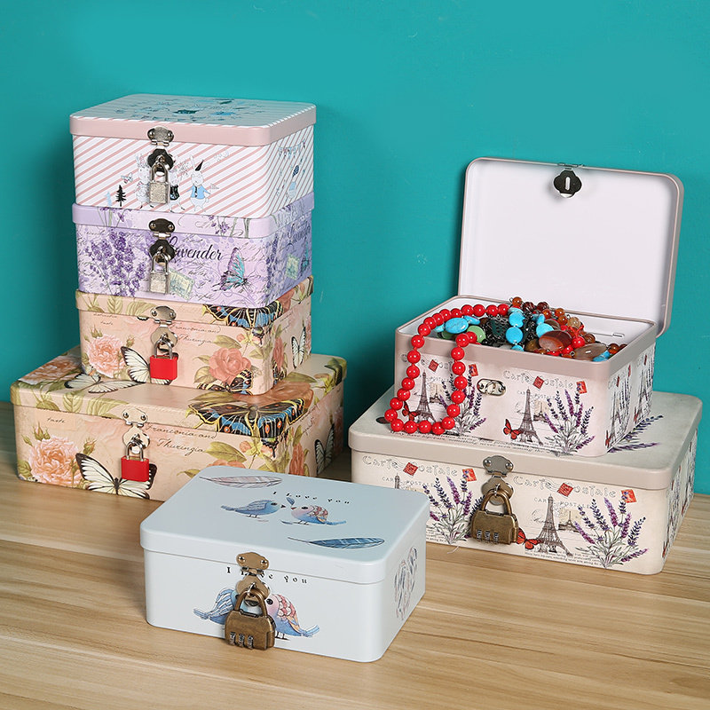 收纳铁盒带锁首饰饰品化妆品桌面收纳盒钥匙儿童储物盒密码小盒子,收纳整理,桌面收纳盒,淘宝优惠券,粉丝福利购,淘宝优惠卷