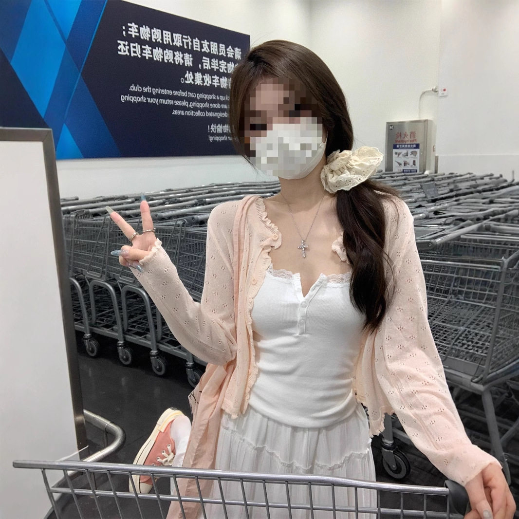韩系镂空薄款防晒针织衫