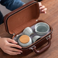 Di động du lịch trà Bộ nhỏ di động cắm trại ngoài trời nhanh chóng cốc một nồi ba cốc ấm trà trà thiết bị uống bộ ấm trà tử sa du lịch