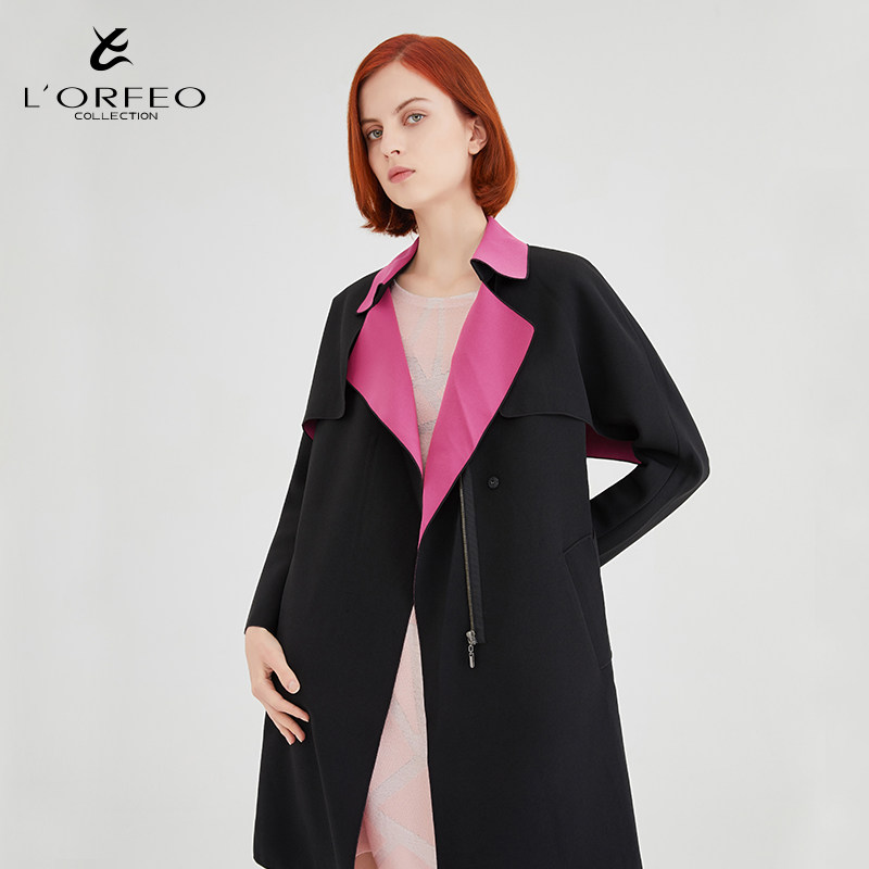 lorfeo/奥菲欧新款浮水连袖中长款今年流行风衣外套