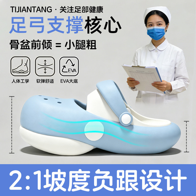 足弓支撑负跟拖鞋女居家厚底防滑