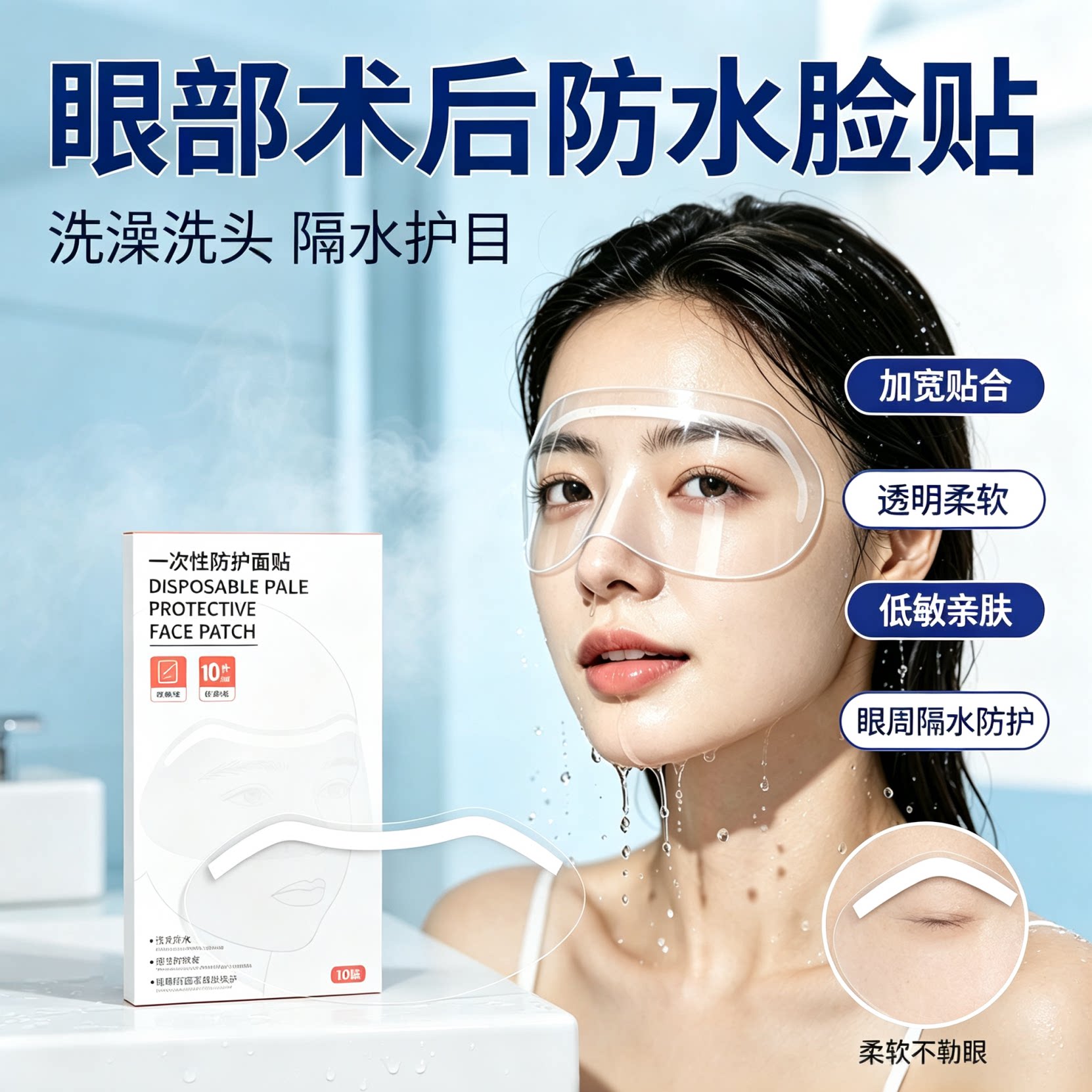 护目镜近视手术后眼镜护眼防水贴
