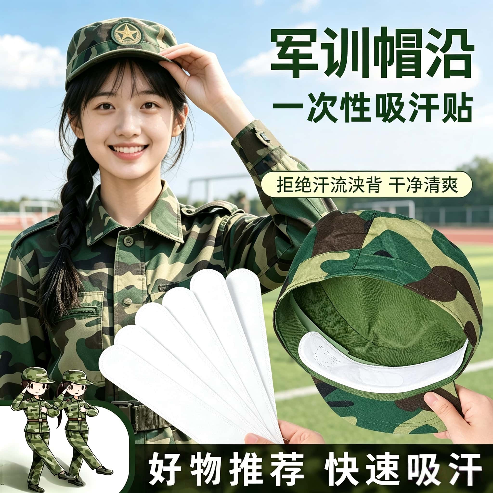 【吸汗帽檐贴】军训衣帽防脏透气