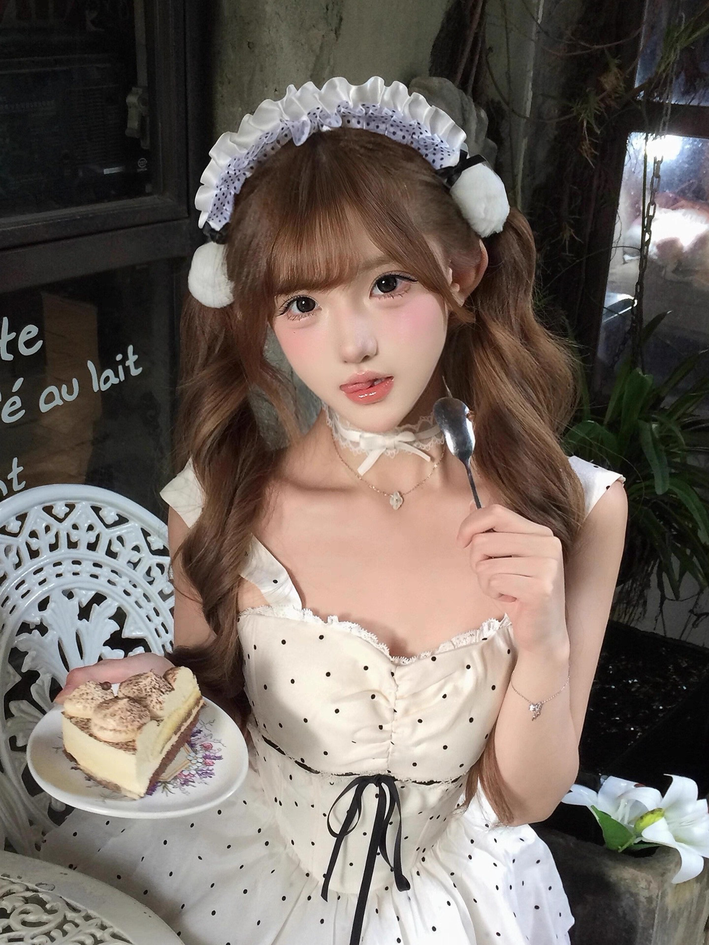 日系二次元Lolita头饰洛丽塔波点发饰蕾丝蝴蝶结女仆猫娘可爱发箍
