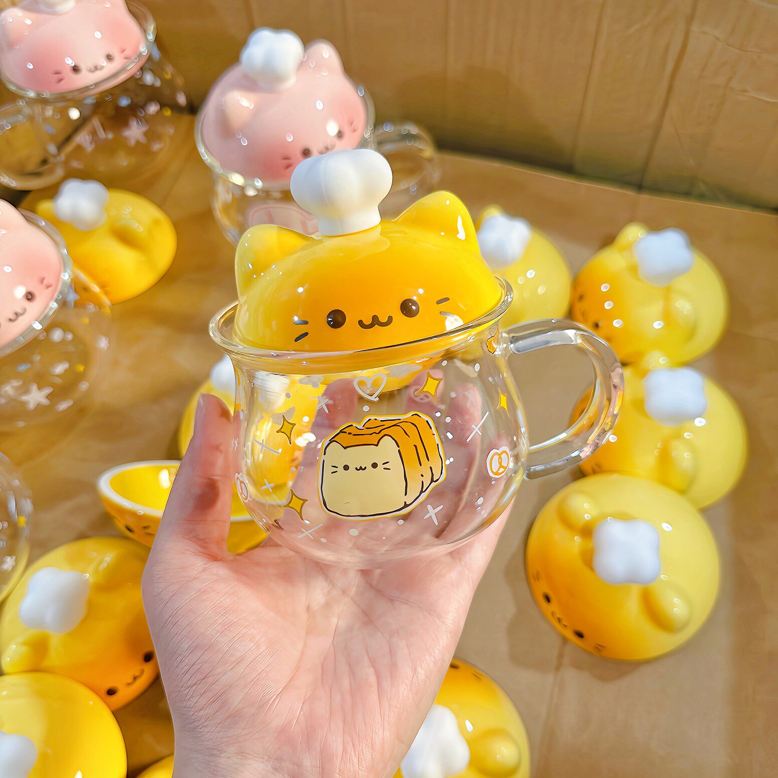 立减5元家用小猫耐高温玻璃水杯