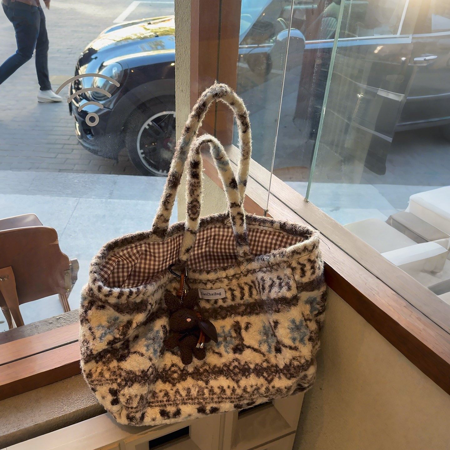 费尔岛包包女式2026新款大容量高级感毛绒托特包大学生上课单肩包